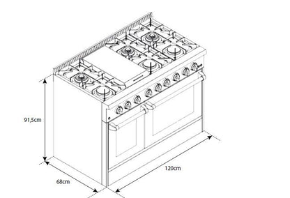 Fogão de Piso Cookerhood GR4801H34 48 Polegadas Inox 120V - GR4801H34