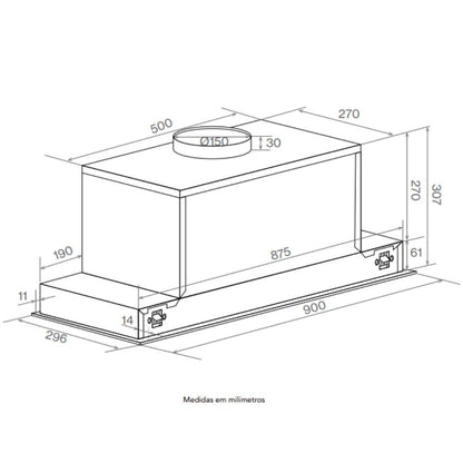 Coifa Elettromec Mobile Vetro Built-in 90 cm Connect 220V - CFIMOB90VP2ATC