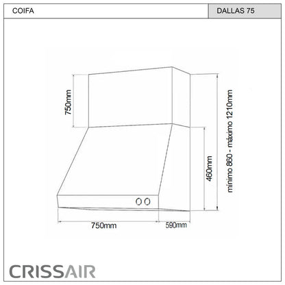 Coifa de Parede Crissair Dallas 75 Inox 220V - 72074