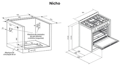 FOGÃO A GÁS FORNO ELET INOX 5 QUEIMADORES CUISINART ARKTON