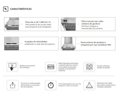Duto de Inox Elettromec para Coifa 36 Polegadas - KITCFPBBQ36NELA