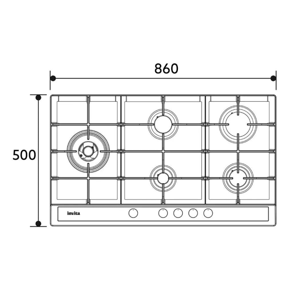Cooktop a Gás Invita Inox 90cm Bivolt - I-CKG-5Q-90-XX-3TNA