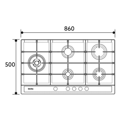 Cooktop a Gás Invita Inox 90cm Bivolt - I-CKG-5Q-90-XX-3TNA