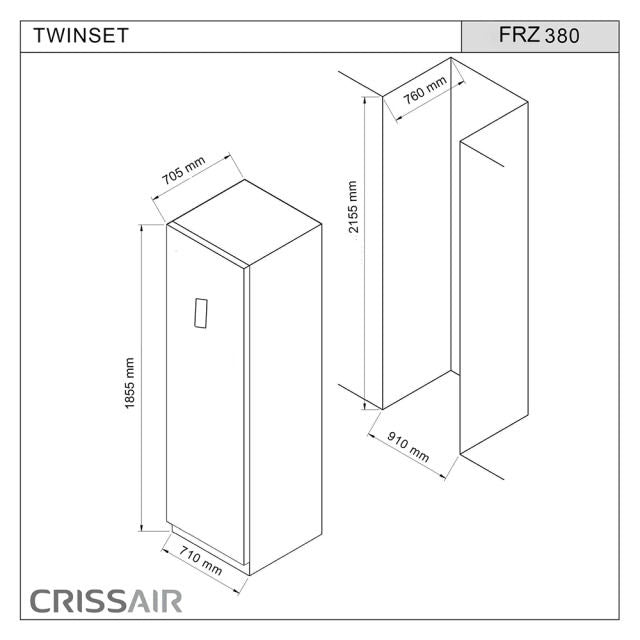 Freezer Crissair Twinset Maxi 380L 71cm 220V - FRZ380MAXI