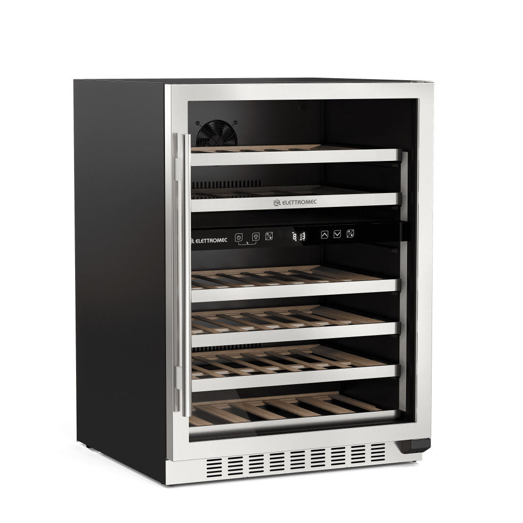 Adega Elettromec Inox 44 Garrafas Dual Zone Built-In Connect 220V Abertura Esquerda - CV2BI44XV2VPB