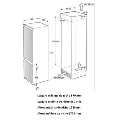 Refrigerador Gorenje De Embutir Bottom Freezer 2 Portas 269 Litros 220v