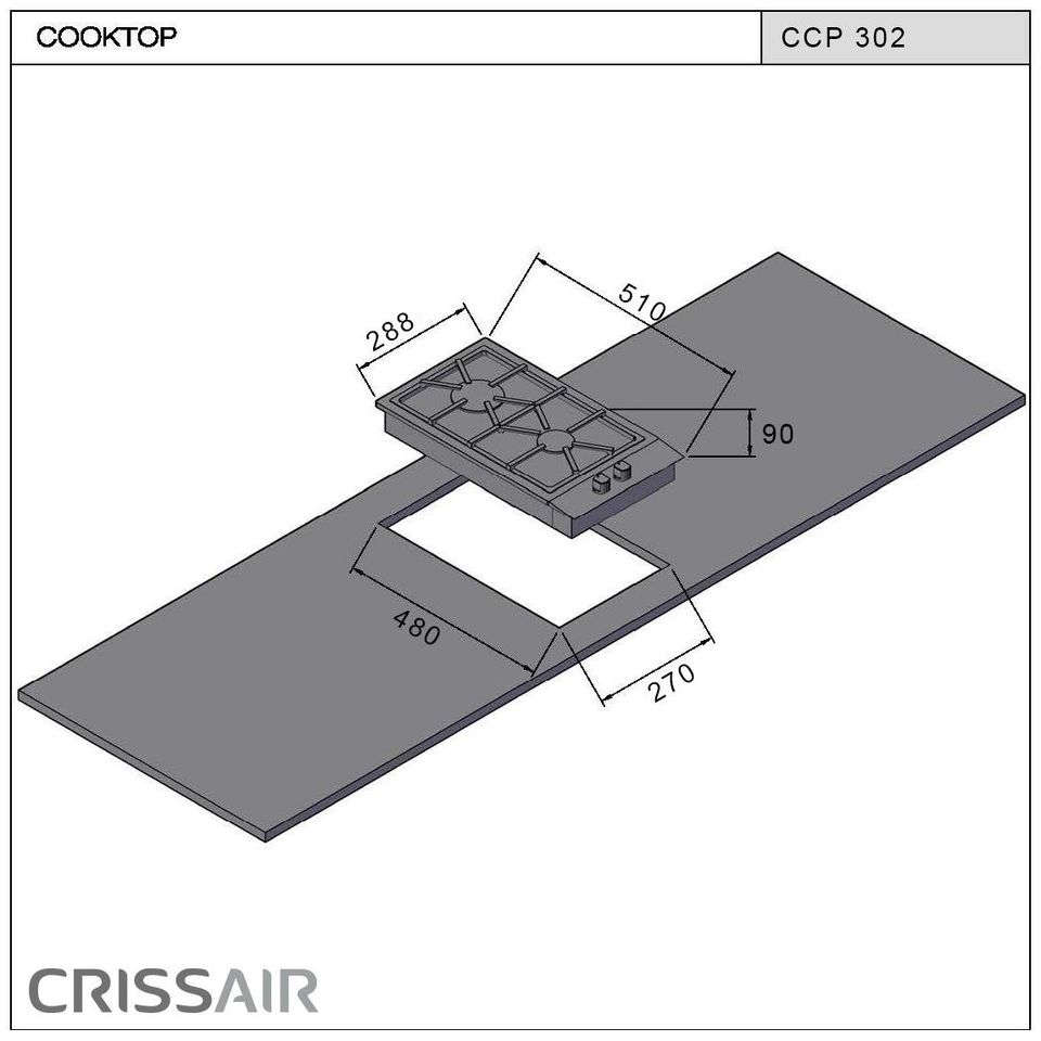 Cooktop a Gás Crissair Semi-Filo Duo CCP302 30cm 2 Queimadores Bivolt - 35931