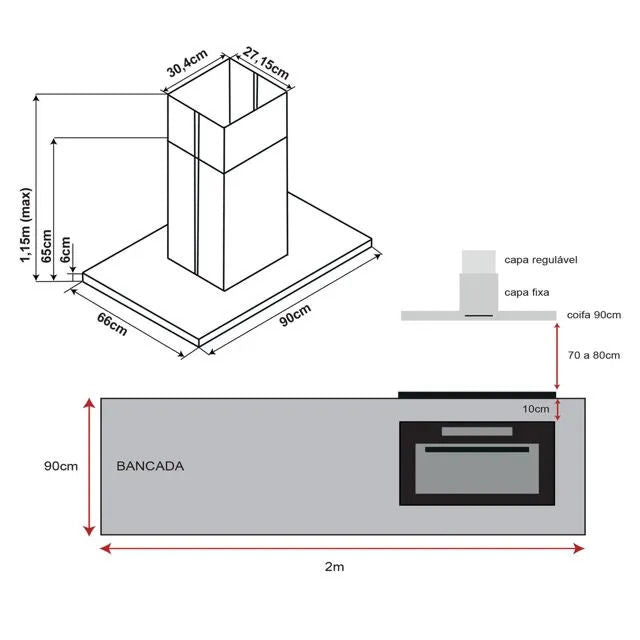 Coifa de Ilha Cuisinart Arkton Plus 90cm 220V - 4092540004