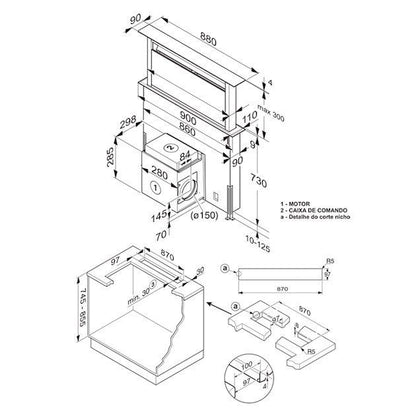 Coifa Elettromec Sollevare Downdraft Connect 90 cm 220V - CFDSOL90XV2ATC