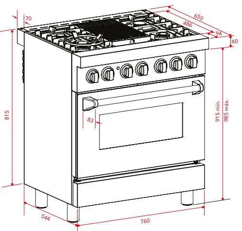 Fogão Elettromec Professional Gás/Elétrico 75 cm 102 L 220V - FGE5Q75XP2GMA