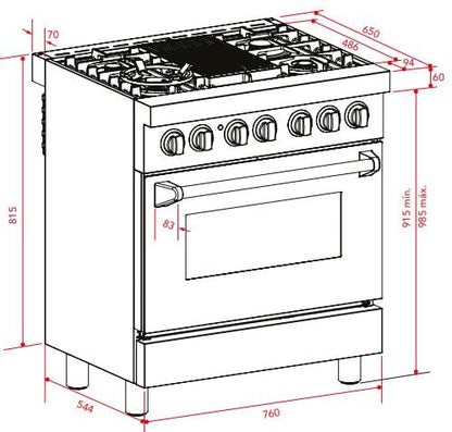 Fogão Elettromec Professional Gás/Elétrico 75 cm 102 L 220V - FGE5Q75XP2GMA