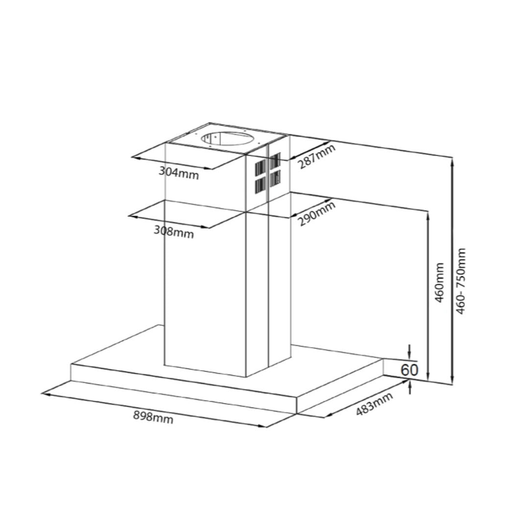 Coifa de Parede Crissair Box Crystal 90cm 220V - CRR07.9 G6 / 71974