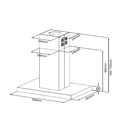 Coifa de Parede Crissair Box Crystal 90cm 220V - CRR07.9 G6 / 71974
