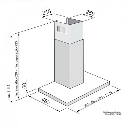 Coifa de Parede Elettromec Milano 60 cm 127v
