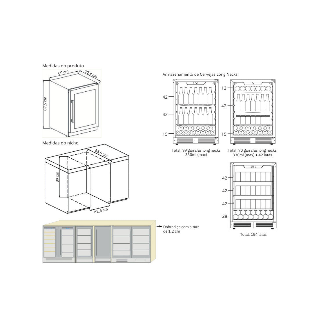 Frigobar Beer Center Cuisinart Arkton 162L 60cm 220V Abertura Direita - 4093841010