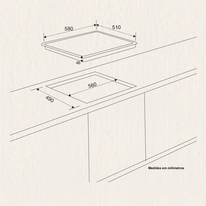 Cooktop Elettromec Vitrocerâmico 4 Zonas 60 cm 220V - CKV4Q60CV2XBA