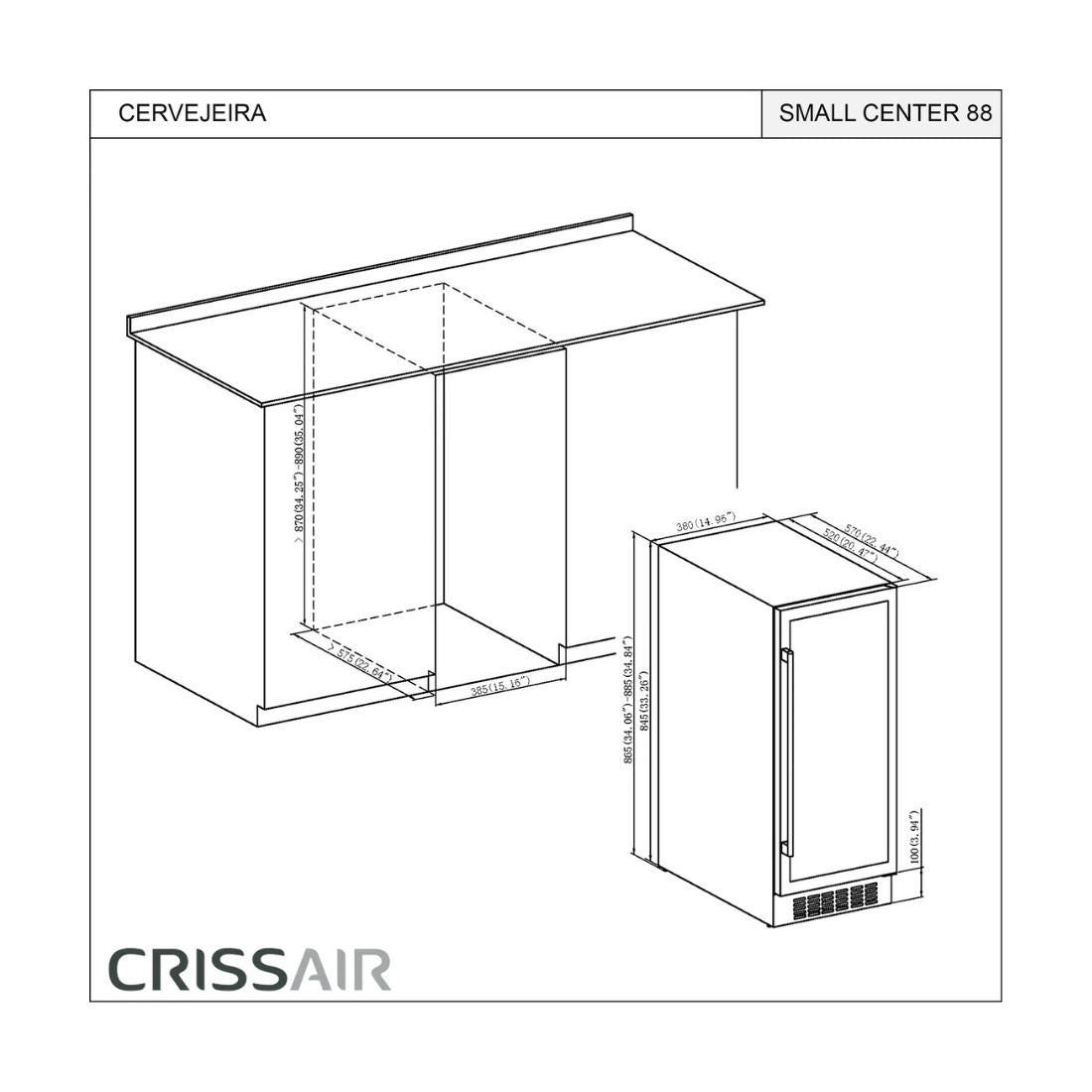 Cervejeira Crissair Beer Center Small CBC88 PLD 86L 88 Latas 220V - 71962