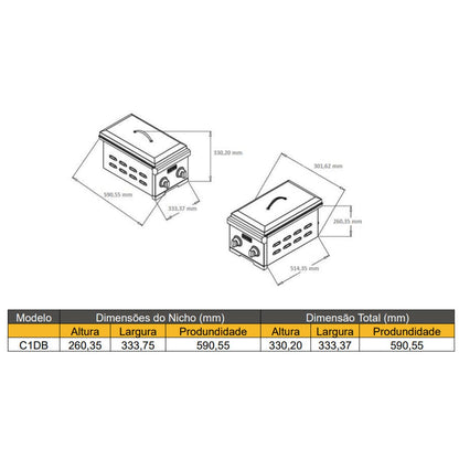 Queimador Lateral Duplo a Gás Coyote C1DB-LP GLP 30.000 BTU