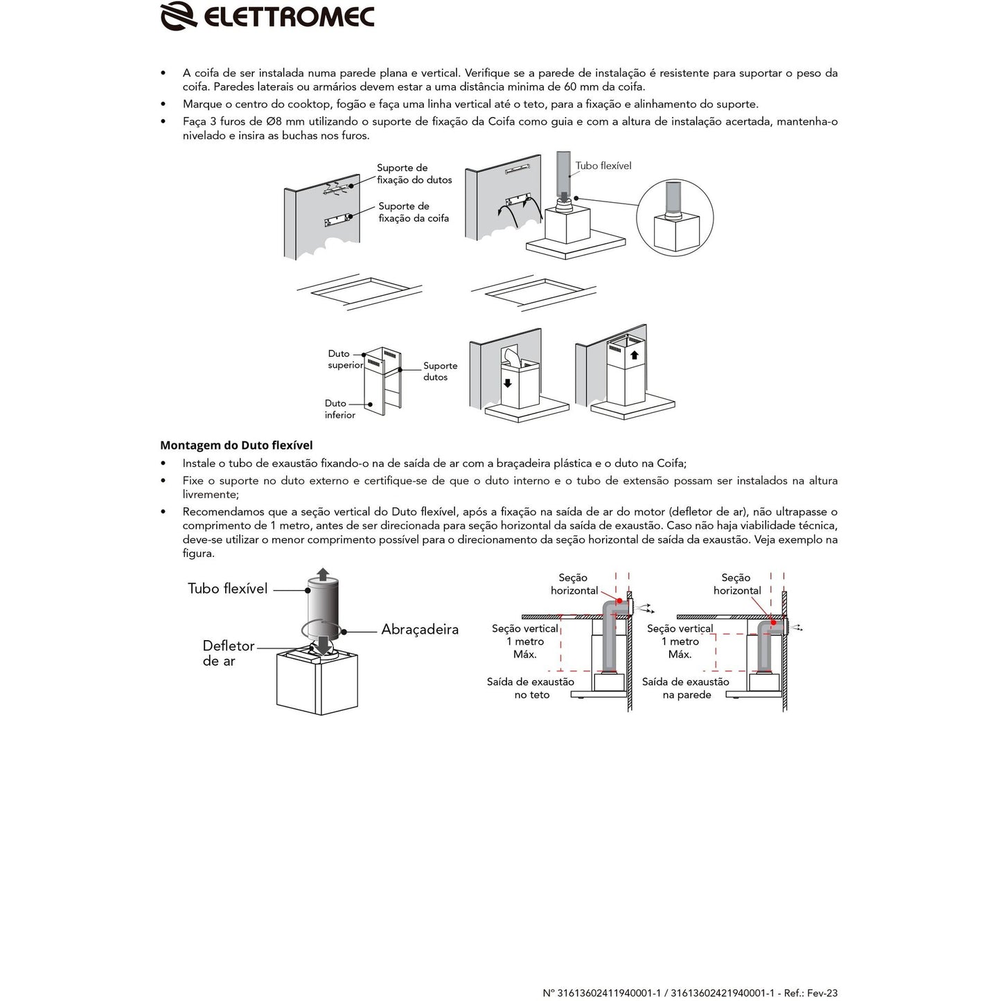 Coifa Milano Parede Elettromec Inox 60 cm 220V - CFPMLN60XX2ATA