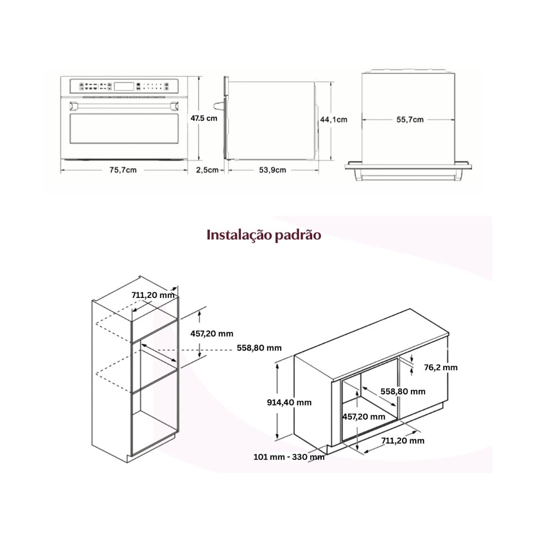 Forno Micro-ondas Combinado SOGNA Sense SMO75 45 Litros 75cm 127V