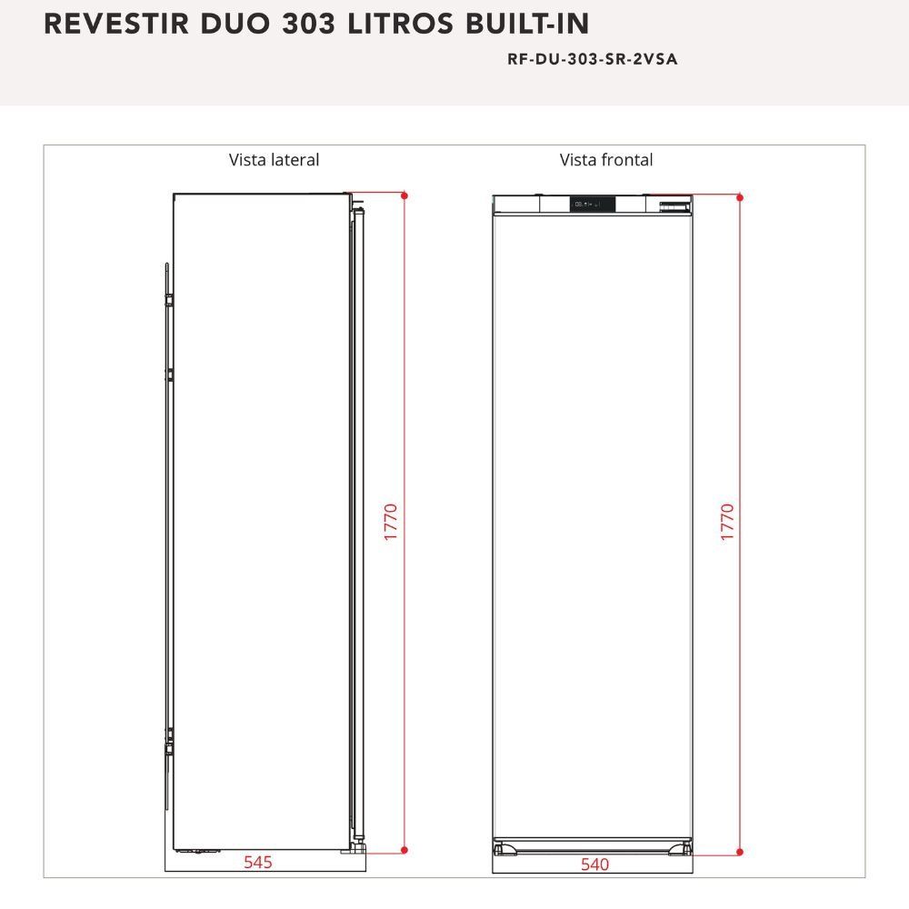 Refrigerador Elettromec Revestir Duo 303 Litros Built-in 220V - RFDU303SR2VSA