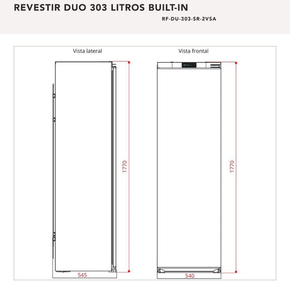 Refrigerador Elettromec Revestir Duo 303 Litros Built-in 220V - RFDU303SR2VSA