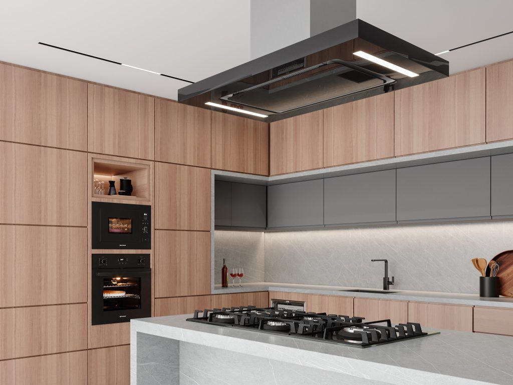 Coifa Vetro Ilha Connect Elettromec Inox e Vidro 90 cm 220V - CFIVTR90VP2ATC