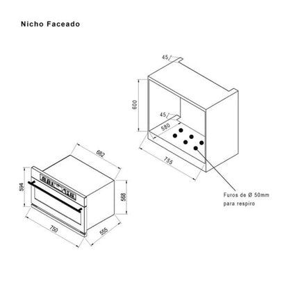Forno Elétrico Crissair Big 75 CFE75G5 84L 75cm 220V - 37356