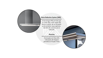 Coifa Falmec Lumen NRS Ilha 175 cm Direita CLUI75.F4P2#NEUI490F 220V