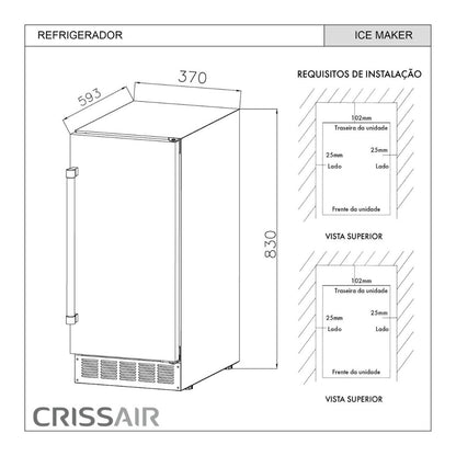 Máquina de Gelo Crissair Ice Maker 30kg/24h Inox 220V - 71990