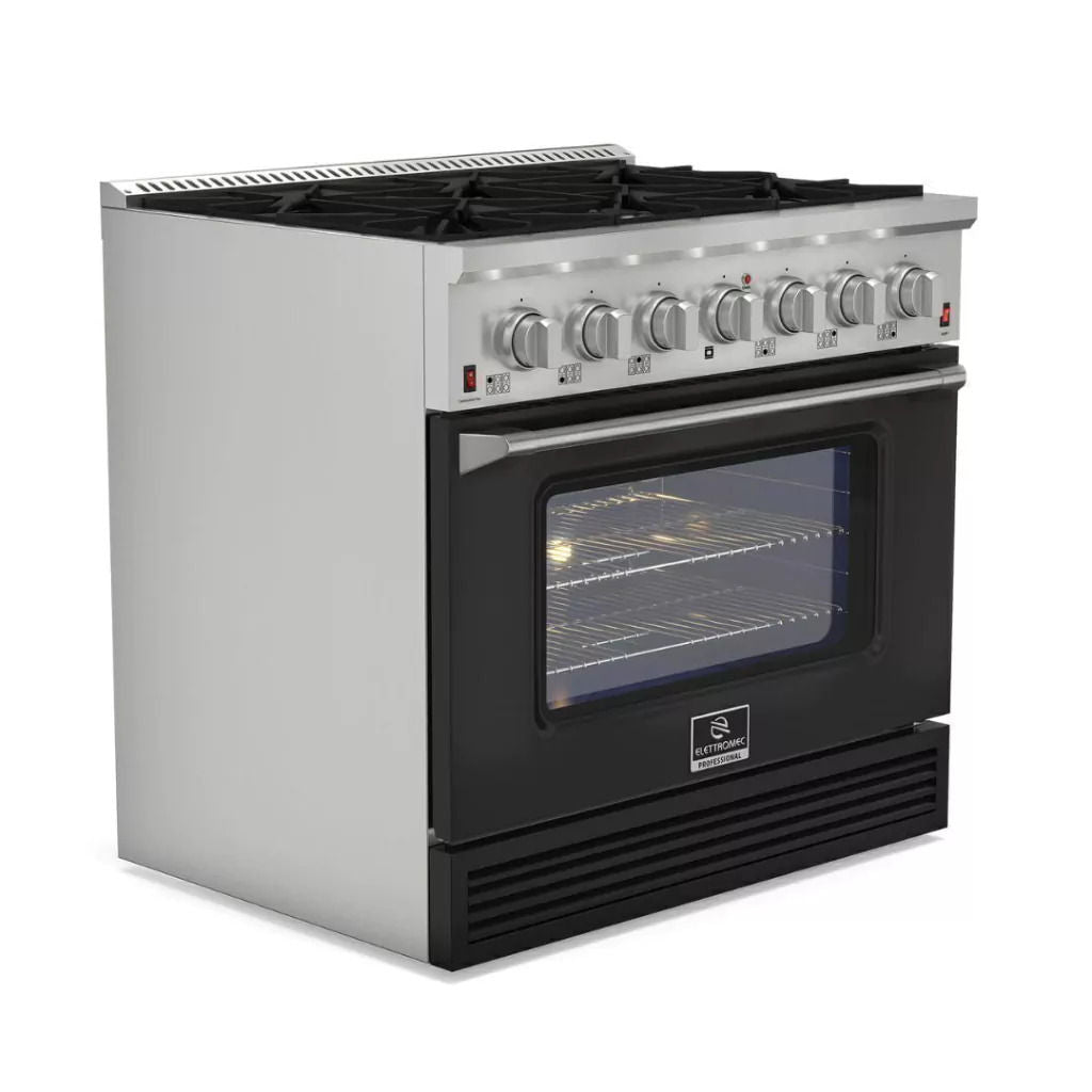 Fogão Professional Black Gás/Gás 36 Polegadas 127V Elettromec - FGG6Q36BP1SGA