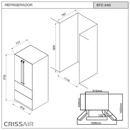 Refrigerador French Door Crissair  636L Inox 220V