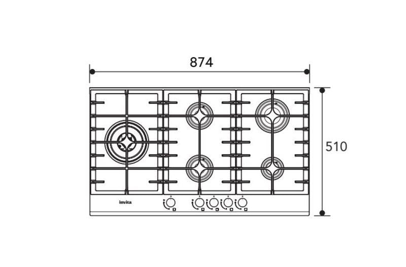 Cooktop Invita a Gás Black I-CKG-5Q-90-BL-3TNA 90cm Bivolt