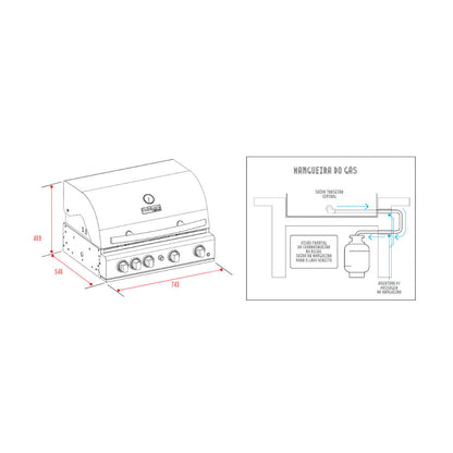 Churrasqueira Premium a Gás Cuisinart Arkton 4 Queimadores 75cm 220V - 4093250004