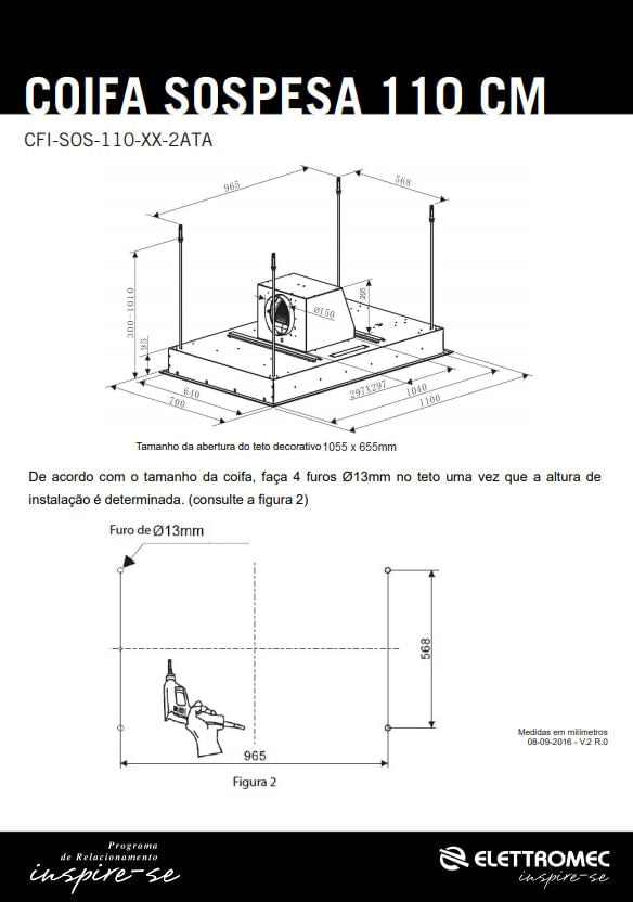 Kit Segundo Motor Elettromec para Coifa Sospesa 110 cm - KITSOS110XX2ATC