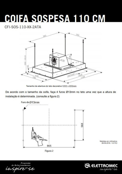 Kit Segundo Motor Elettromec para Coifa Sospesa 110 cm - KITSOS110XX2ATC