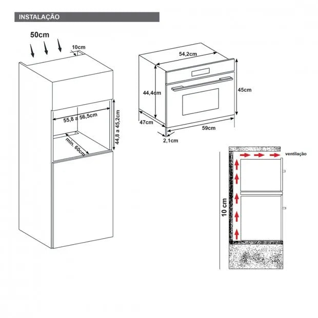 Forno e Microondas Grill Elétrico 60cm 220V Cuisinart Arkton