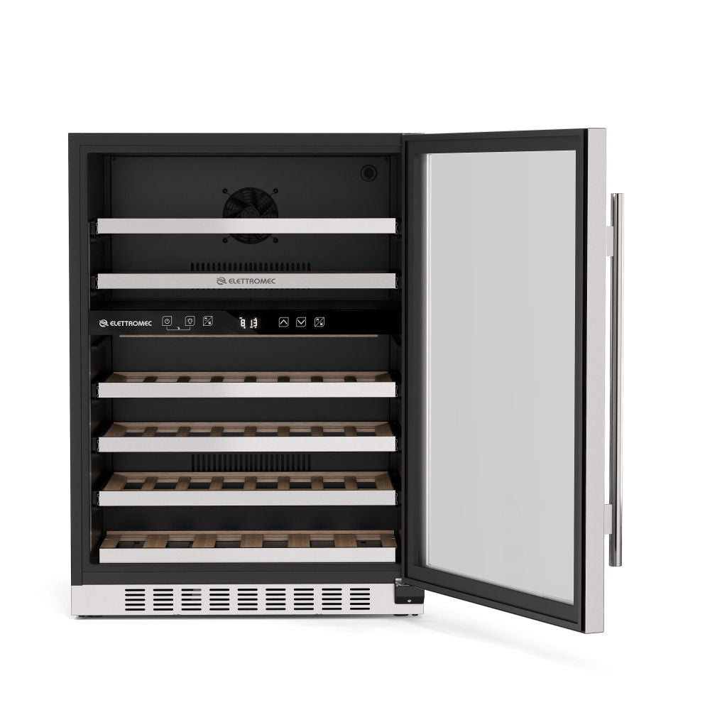 Adega Elettromec Inox 44 Garrafas Dual Zone Built-In Connect 220V Abertura Esquerda - CV2BI44XV2VPB