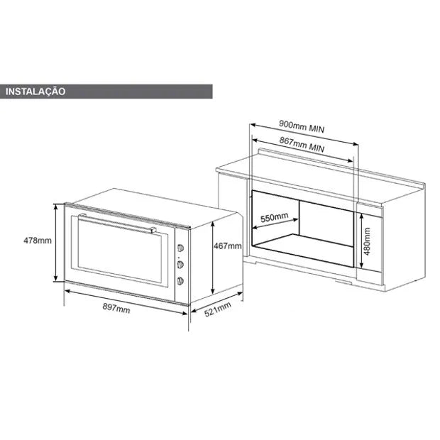 Forno a Gás e Grill Elétrico 90cm 220v Cuisinart Prime