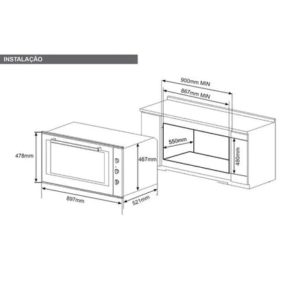 Forno a Gás e Grill Elétrico 90cm 220v Cuisinart Prime