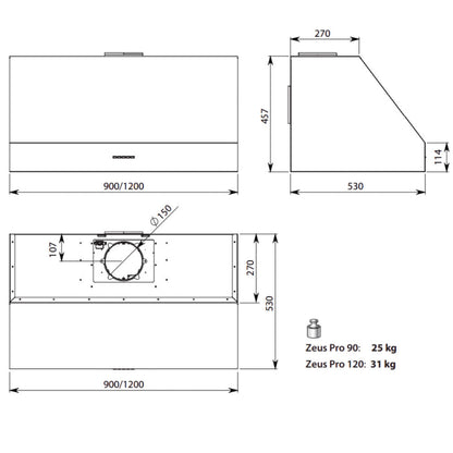 Coifa Falmec Zeus Pro Parede 120cm Inox 220V - CZUN20.F0P2#ZZZI410F