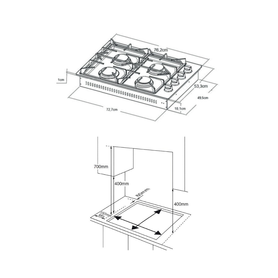 Cooktop a Gás SOGNA Sense SGC75 4 Queimadores 75cm 220V