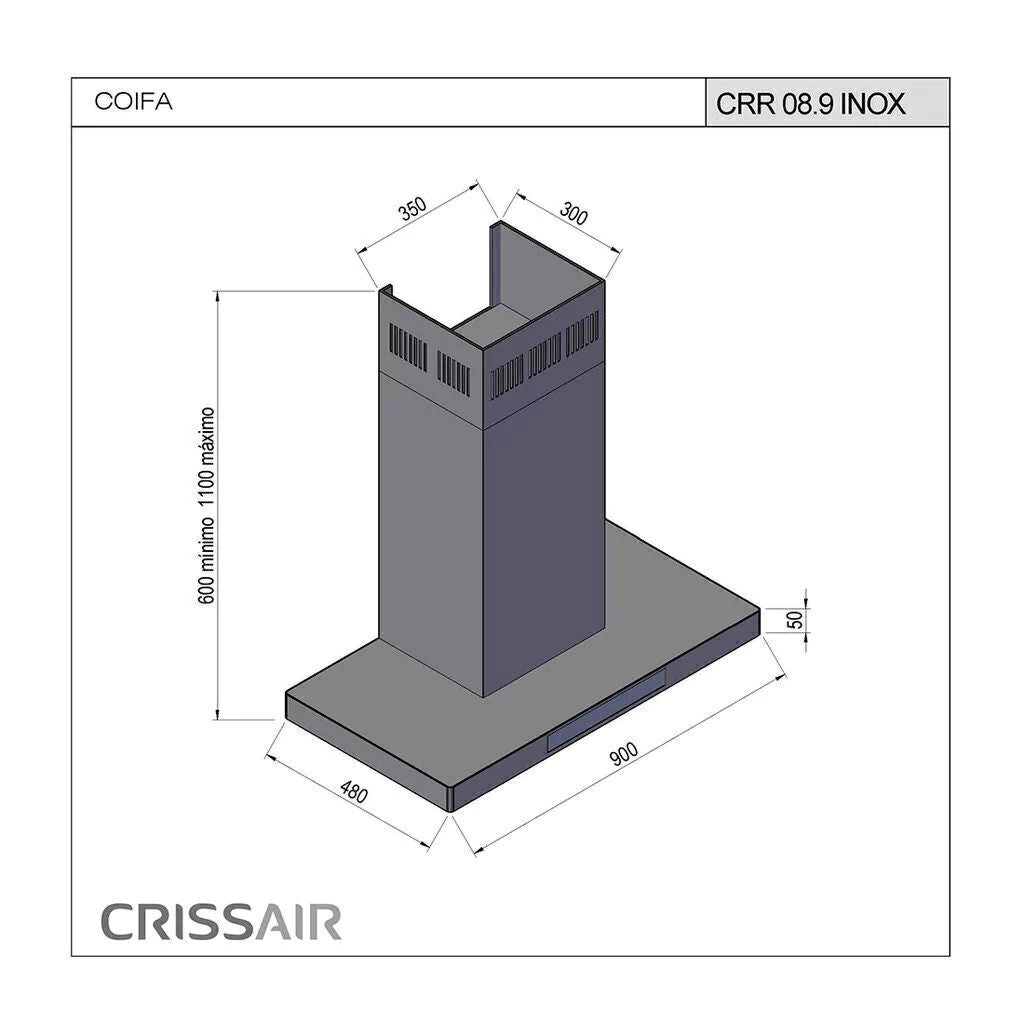 Coifa Crissair Drito Plane Inox CRR 08.9 G3 90 cm 220V - 70194