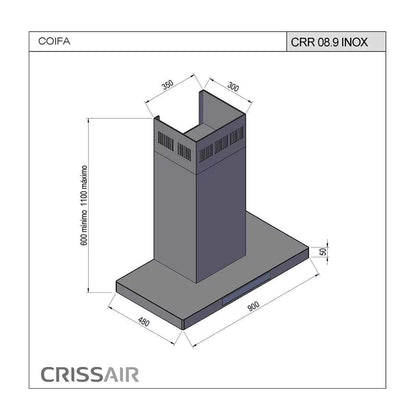 Coifa Crissair Drito Plane Inox CRR 08.9 G3 90 cm 220V - 70194
