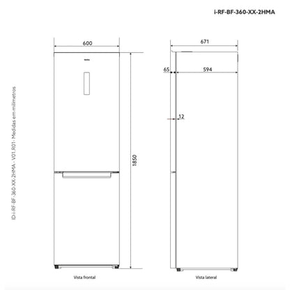 Refrigerador Invita Titânio Bottom Freezer I-RF-BF-360-XX-2HMA 360L 220V
